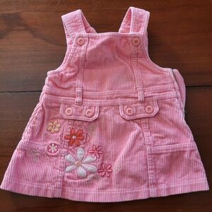 Vintage Koala Kids Pink Corduroy Embroidered Floral Dress Size 12 Months